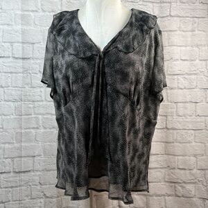 New York City Design Co Women's 4XL Sheer Blouse Short Sleeve Ruffled Plus Size